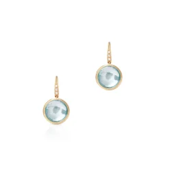 Discount Kolczyki złote blue topaz i brylanty Kolczyki